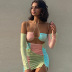 vestido plisado de malla con costuras de color en contraste hueco con cuello halter NSWWW135826