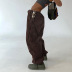 pantalones rectos con bolsillos para herramientas de drapeado de pierna ancha de color sólido NSGXF135831