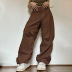 wide leg woven loose solid color drawstring overalls NSGXF135836