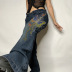 jeans rectos holgados de talle alto con mariposa bordada retro NSGXF135839