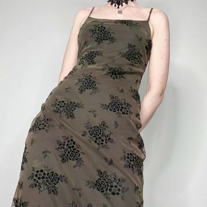 Retro Gothic Style Print Slip Dress NSGXF135847