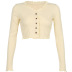 solid color V-neck tight knitted long sleeve crop cardigan NSGXF135849