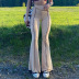color contrast elastic skinny bootcut pants NSGXF135851