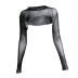 see-through mesh round neck outer wear bottoming shirt NSGXF135860