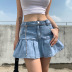 falda de mezclilla plisada de corte en A con cintura alta y lavado retro NSGXF135871