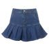 retro washed high waist slim fit A-line pleated denim skirt NSGXF135871