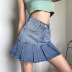 pleated low-waisted slim A-line short pocket denim skirt NSGXF135875