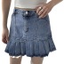 pleated low-waisted slim A-line short pocket denim skirt NSGXF135875