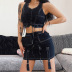 gothic style knitted bandage tooling vest skirt set NSGXF135877