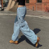 tooling low-waist drawstring tie multi-pocket woven straight pants NSGXF135878