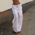 pantalones tejidos con cordón fino suelto de pierna ancha de color sólido NSGXF135879