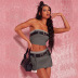 solid color with belt tube top and skirt two-piece set NSGXF135880