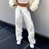 pantalones con cordón elástico de cintura alta de color sólido NSGXF135884