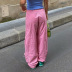 pantalones holgados de color liso con cintura baja y bolsillos con cordones finos NSGXF135887