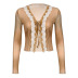 mesh see-through lace long sleeve strappy cardigan NSGXF135888