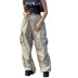 Retro style big pocket light straight pants NSGXF135889