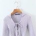 solid color Lapel tie rope tie long-sleeved knitted cardigan NSXDX135905