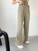 camisola de color sólido y parte superior con abertura en el dobladillo, conjunto de pantalones de pierna ancha sueltos NSXDX135908