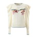 Round neck loose handmade flower embroidery sweater NSXDX135911