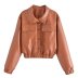 chaqueta de cuero PU acolchada de estilo retro de color sólido NSAM135932