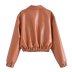 chaqueta de cuero PU acolchada de estilo retro de color sólido NSAM135932