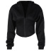 solid color long-sleeved hooded slim waist fleece sweater NSTNV135969