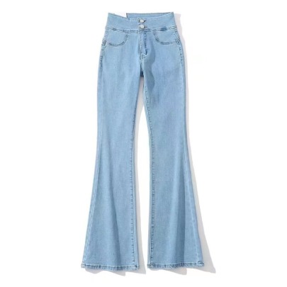 Solid Color High Waist Bootcut Jeans NSXDX135892