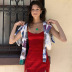 solid color satin sleeveless sling slit sheath dress NSHLJ135217