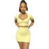 Solid Color U-Neck short sleeve top and skirt Set NSCBB135225