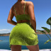 conjunto de traje de baño de tres piezas de bikini sin espalda dividido en color sólido NSOLY135243