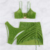 conjunto de traje de baño de tres piezas de bikini sin espalda dividido en color sólido NSOLY135243