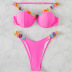 colorful flower band stitching solid color split bikini NSOLY135249