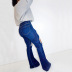 high waist high elastic ripped hole skinny full-length jeans NSWL135252