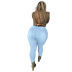 plus size high waist butterfly print slim jeans NSWL135265