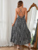 printed V-neck backless lace-up large skirt dress NSJKW135273