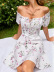 square neck short sleeve floral printed A-line dress NSJKW135280
