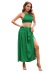 solid color slim crop top long hem slit skirt set NSJKW135285