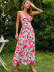 floral print halter low cut print slip dress NSJKW135286