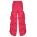 pantalones tejidos sueltos de cintura alta con banda elástica y fruncido de color liso NSKAJ135293
