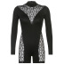 mesh stitching with rhinestone long-sleeved tight solid color jumpsuit NSKAJ135315