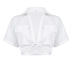 solid color pocket stitching kink short sleeve crop shirt NSKAJ135358