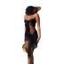 Solid color fringed tube top bikini pleated strappy skirt set NSKAJ135410