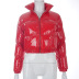 solid color zipper mirror leather padded jacket NSWWW135420
