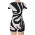 color contrast printing short-sleeved slim-fit jumpsuit NSWWW135447