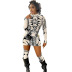 gothic style print round neck long-sleeved socks and sheath dress NSWWW135450