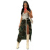 camouflage print high waist pocket tie slit skirt NSWWW135457