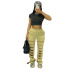 solid color continuous hollow high waist loose pants NSWWW135469