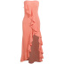 flounce slit tube top sleeveless open back dress NSAFS135504