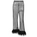 pantalones rectos holgados de malla capilar de lana NSAFS135519