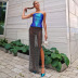 solid color see-through mesh slit long skirt NSAFS135541